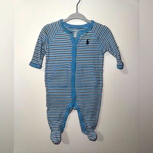 Polo Ralph Lauren 3 Month Footie Button Up Sleeper Striped